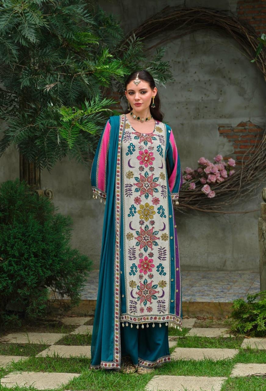Floral Embroidered Kurta Set with Dupatta